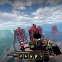 Attack on Titan Revolution Roblox Screenshot Flying Toward Titans