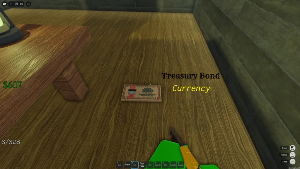 Dead Rails Screenshot of a Treasury Bond on the Floor